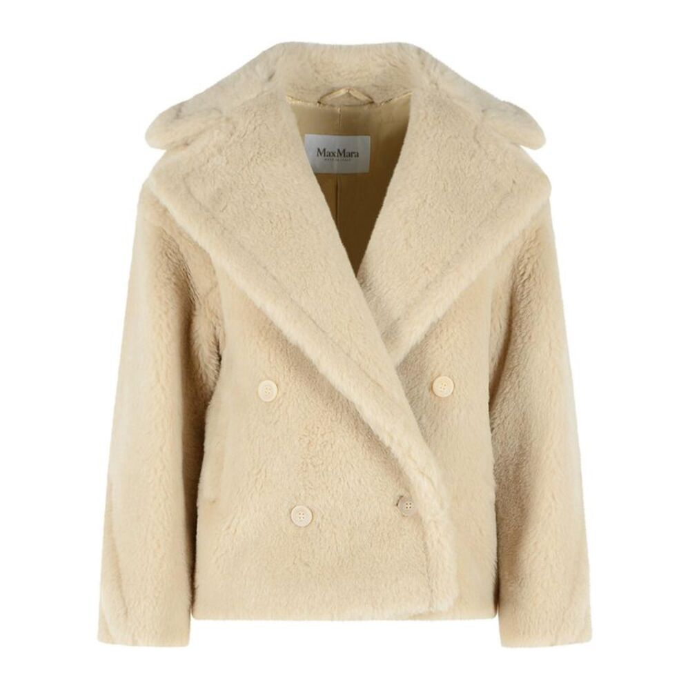 Max Mara 'Alcuno' Biker Jacket In Alpaca Teddy Fabric And Cream Wool Women